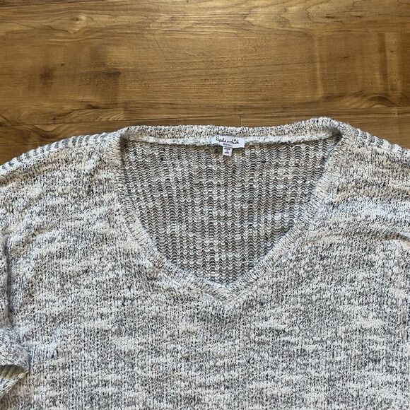 SPLENDID S Women’s Oversized Sweater Gray White Chunky Open Knit Boxy Beachy USA - Picture 10 of 16